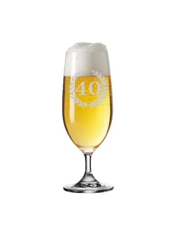 LUXENTU Biertulpe Pilsglas mit Gravur 40. Jubiläum 360 ml in transparent