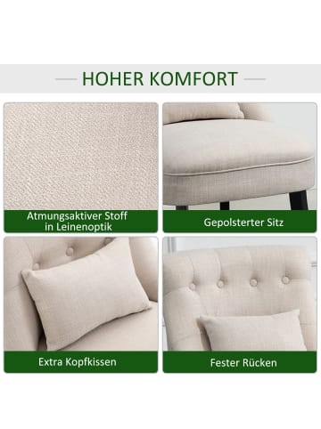 HOMCOM Sessel-B52,5 x T69 x H77 cm-Cremeweiß
