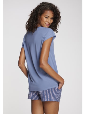 VIVANCE DREAMS Pyjamashorts in blau-rosa-gestreift