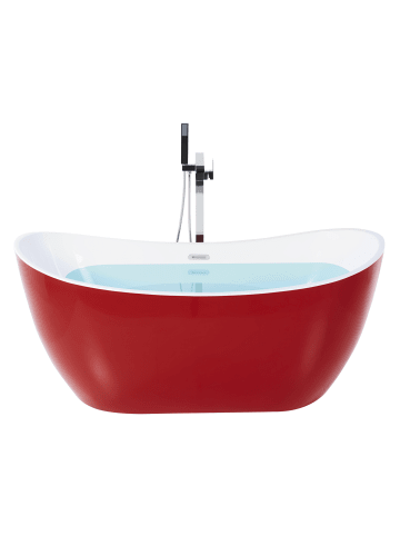 Beliani Freistehende Badewannen ANTIGUA in Rot/Weiß/Silber