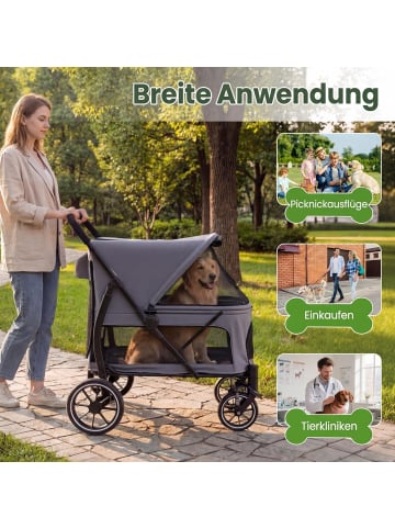 COSTWAY Hundewagen klappbar bis 40 kg in Grau