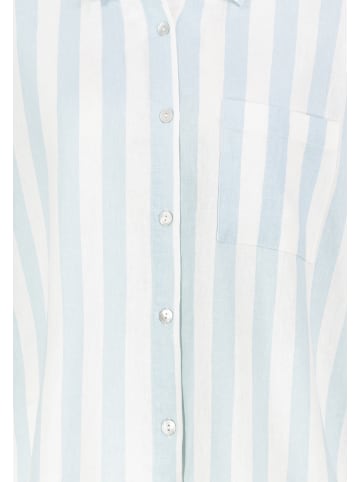 Eight2Nine Kurzarm Bluse Knopfleiste Rundhalsausschnitt in Hellblau