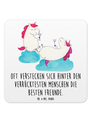 Mr. & Mrs. Panda Untersetzer Set Einhorn Sekt mit Spruch in Weiß