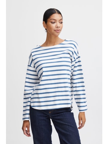 b.young Longsleeve BYRAMSI PULLOVER - 20814422 überschnittener Pulli mit Kontraststreifen in Weiß