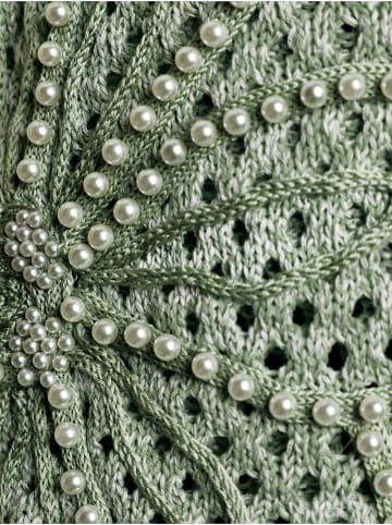 creation L Lyocell-Mix-Pullover in eucalyptus-ecru-meliert