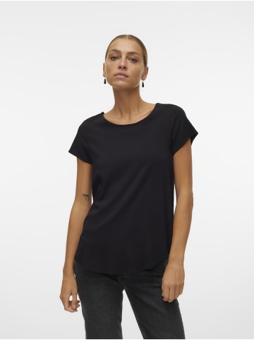 Vero Moda Bluse Kurzarm Rundhals Basic Regular Fit in Schwarz