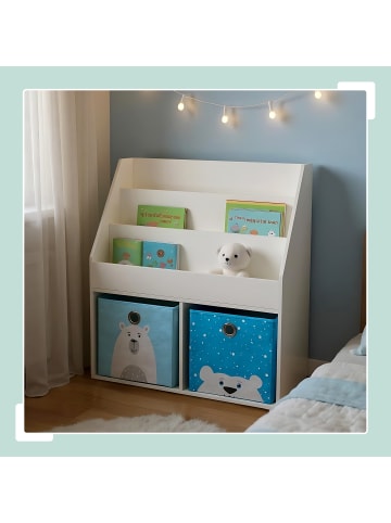 relaxdays Kinderbücherregal in Weiß - (B)72 x (H)79 x (T)30,5 cm