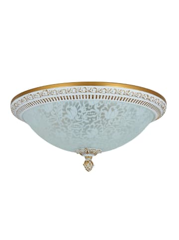 Licht-Erlebnisse Deckenlampe Ø 35 x (H)19 cm in Shabby Weiß Gold Weiß