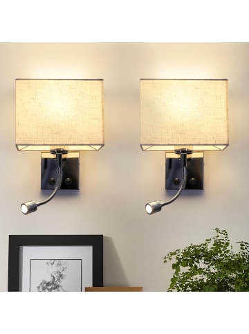 ZMH 2er-Set Wandleuchte in Beige 1-flammige E27 eckig schwenkbar 2W mit Schalter