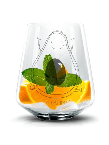 Mr. & Mrs. Panda Blümchentail Glas Avocado Glücklich ohne Spruch in Transparent