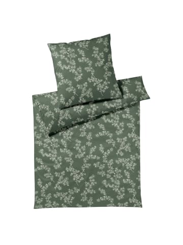 Elegante Bettwäsche Cherry Blossom in forest green