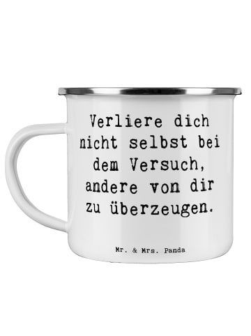 Mr. & Mrs. Panda Emaille Tasse Spruch Selbstzweifel vermeiden mi... in Weiß