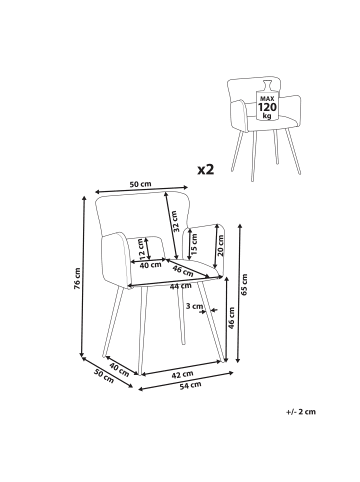 Beliani 2er-Set Esszimmerstuhl SANILAC in Beige/Schwarz