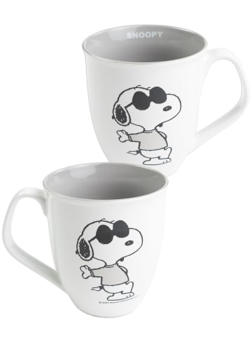 Snoopy The Peanuts Snoopy Kaffeetasse Becher Kaffeebecher Keramik 280 ml in weiß/grau