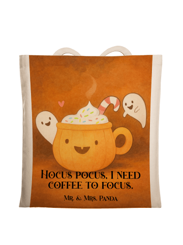 Mr. & Mrs. Panda Laptoptasche Kaffee Gespenst Design mit Spruch in Weiß