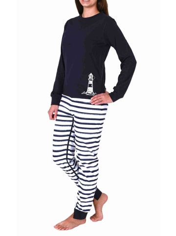 NORMANN Pflegeoverall langarm Schlafanzug Reissverschluss - 77816 in navy