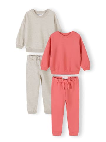 Minoti 2-tlg Langarmshirt & Hose NOSFLEECE102 in koralle