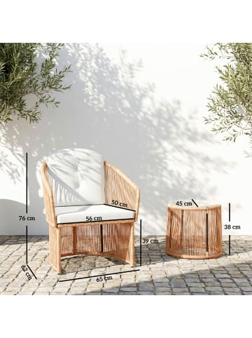 Outsunny Rattan-Bistro-Set,65cm x 62cm x 76cm,weiß