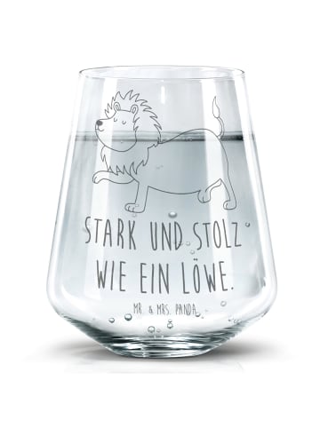 Mr. & Mrs. Panda Trinkglas Sternzeichen Löwe mit Spruch in Transparent