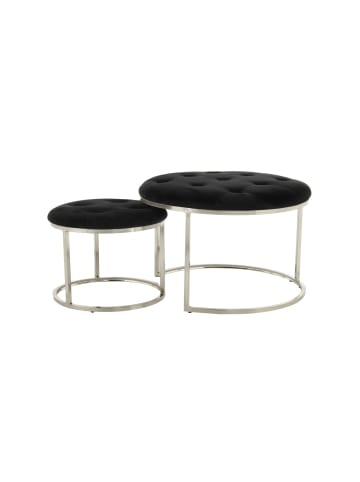 Kayoom Retro Hocker Becky 2erSet in schwarz - silber