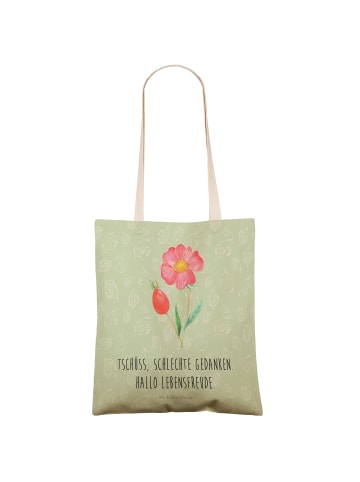 Mr. & Mrs. Panda Schultertasche Blume HageRundunge mit Spruch in Blattgrün