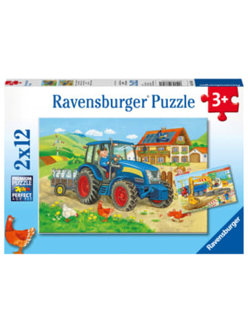 Ravensburger Verlag GmbH Spiel - Kinderpuzzle 2x12 Teile - Baustelle und Bauernhof