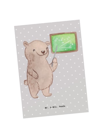 Mr. & Mrs. Panda Postkarte Mathematiklehrer Herz ohne Spruch in Grau Pastell