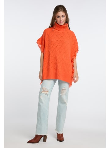 IZIA Damen Strick Poncho in Orange