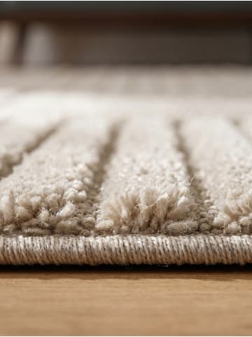 KADIMA DESIGN Hochflorteppich 3D Bögen Boho Waschbar Wohnzimmer in Beige