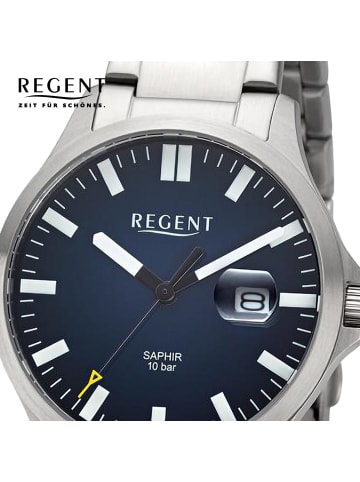 Regent Analog-Armbanduhr Regent Metallarmband silber groß (ca. 40mm)