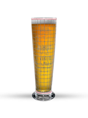 Mr. & Mrs. Panda Bierglas Blume Kleeblatt mit Spruch in Transparent