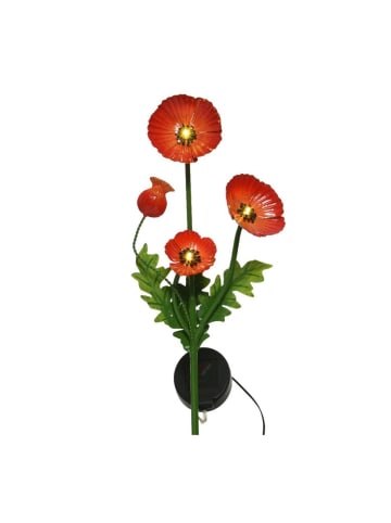 MARELIDA LED Solar Gartenstecker Blume Mohn in rot - H: 80cm