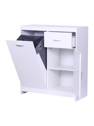 relaxdays Wäscheschrank in Weiß - (B)80 x (H)90 x (T)35 cm