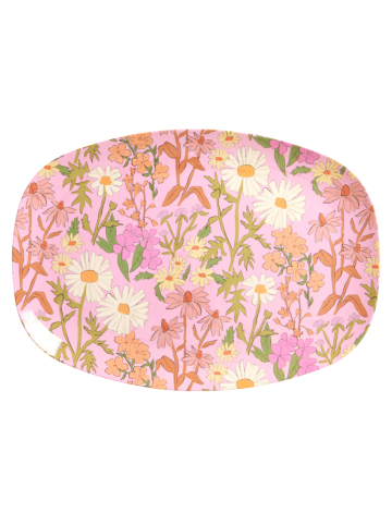 Rice Rechteckiger Teller aus Plate Daisy Dearest in rosa