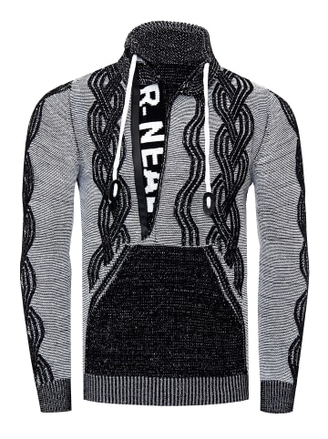 Rusty Neal 1/2 Zip Pullover im Kontrast Design  in Schwarz