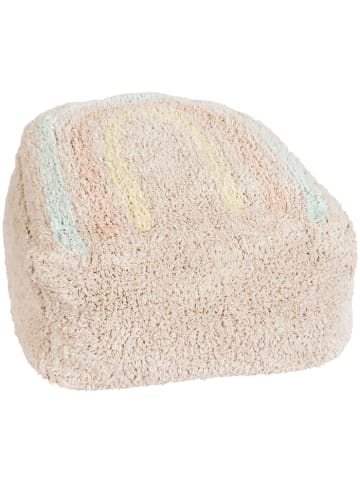 Happy Decor Kids Puff "Rainbow stamp" in Rosa/Mehrfarbig - 40x40x20 cm