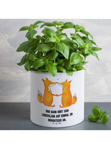 Mr. & Mrs. Panda Blumentopf Füchse Liebe mit Spruch in Weiß