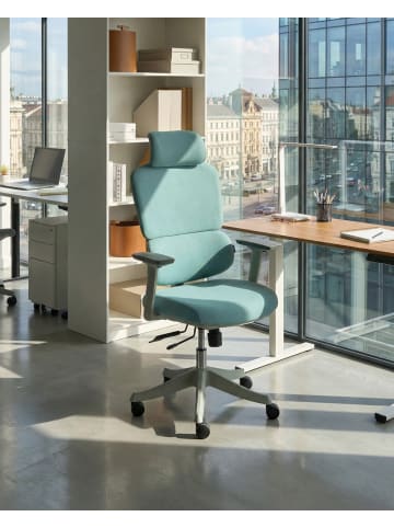 Beliani Bürostuhl VISCOUNT in Blau/Beige/Grau - (W) 50 x (H) 121 x (L) 63 cm