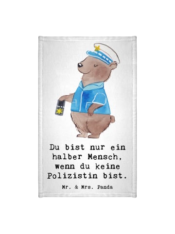 Mr. & Mrs. Panda Handtuch Polizistin Herz mit Spruch in Weiß