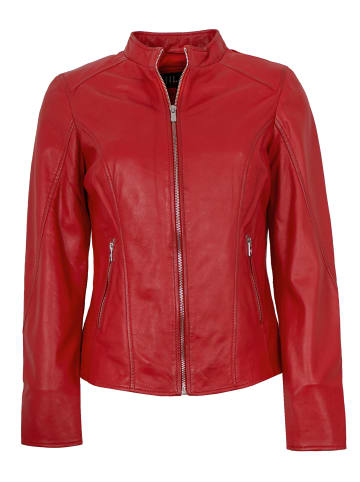 JILANI Lederjacke Lammnappa in Salsarot