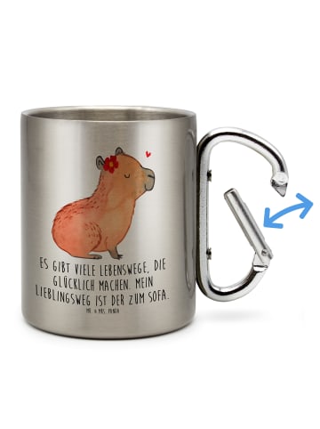 Mr. & Mrs. Panda Tasse Capybara Blume mit Spruch in Silber