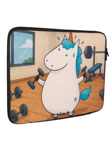 Mr. & Mrs. Panda Notebook Tasche Einhorn Fitness Design ohne Spruch in Weiß
