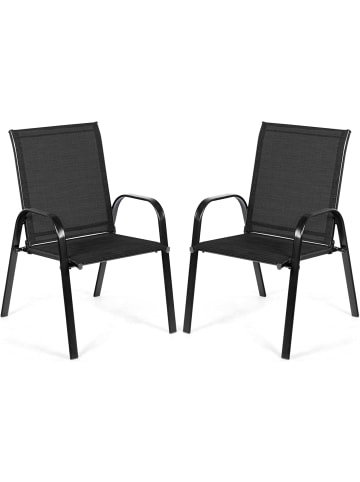 COSTWAY 2er Set Gartenstühle 56x72x90cm in Schwarz