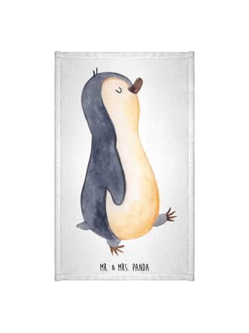 Mr. & Mrs. Panda Gästehandtuch Pinguin mHerzieren ohne Spruch in Weiß