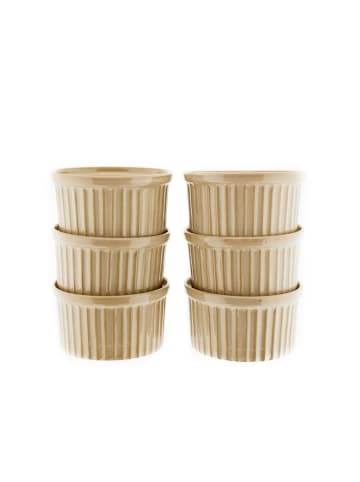 Almina Almina 6 Teiliger Muffinform-Set Schale aus Porzellan Rund in Beige