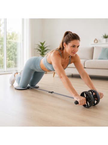 relaxdays Bauchroller in Grau - (B)36 x (H)15,5 x (T)129 cm