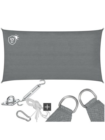 tectake Sonnensegel Sunny umfangreiches Montagematerial, grau