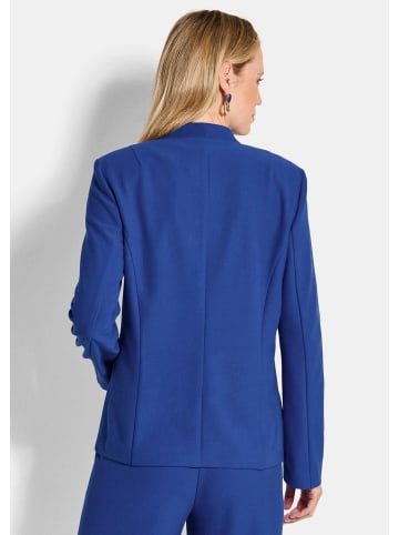 GOLDNER Kurzgröße:  Viskoseblazer in Piqué-Optik in royalblau