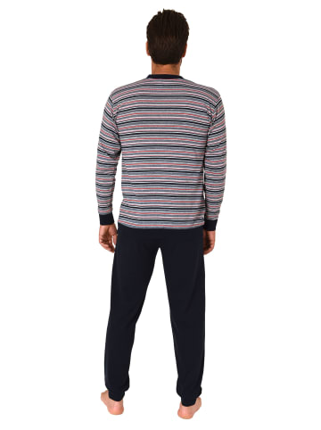 NORMANN langarm Schlafanzug Bündchen Pyjama Streifen - 83115 in navy