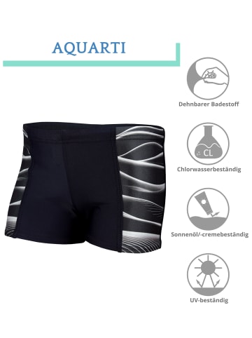 Aquarti Jungen Schwimmhose Kontrastfarbige Einsätze in schwarz/grau